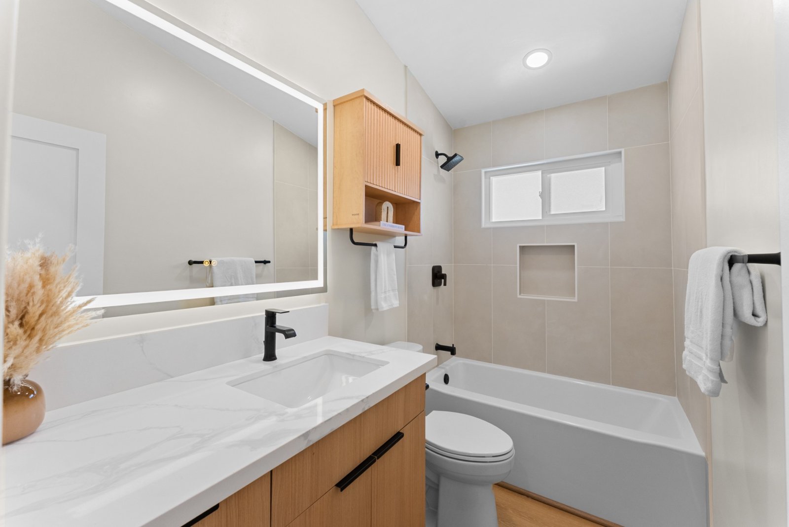 Completed modern bathroom remodel